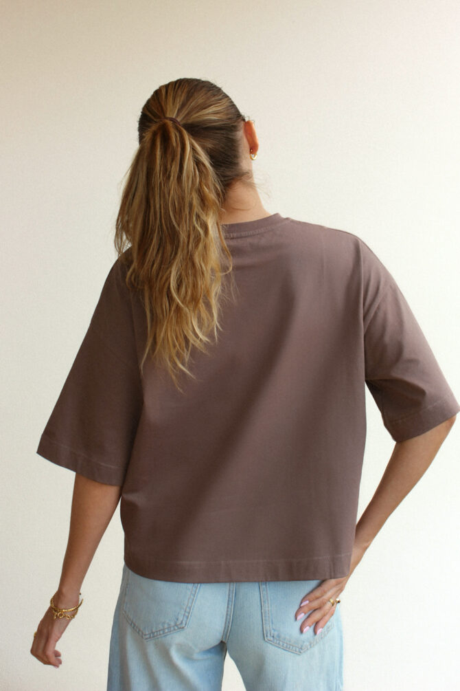 T-shirt Boxy Brązowy
