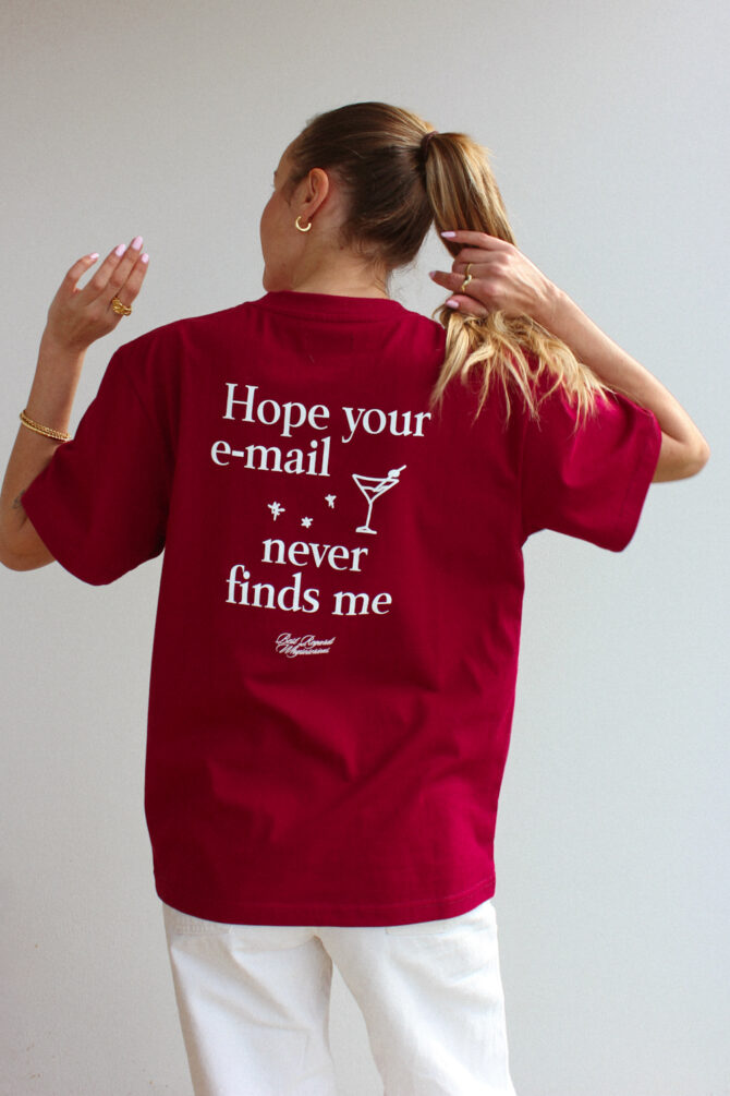 No E-mails T-shirt Burgundy - obrazek 3