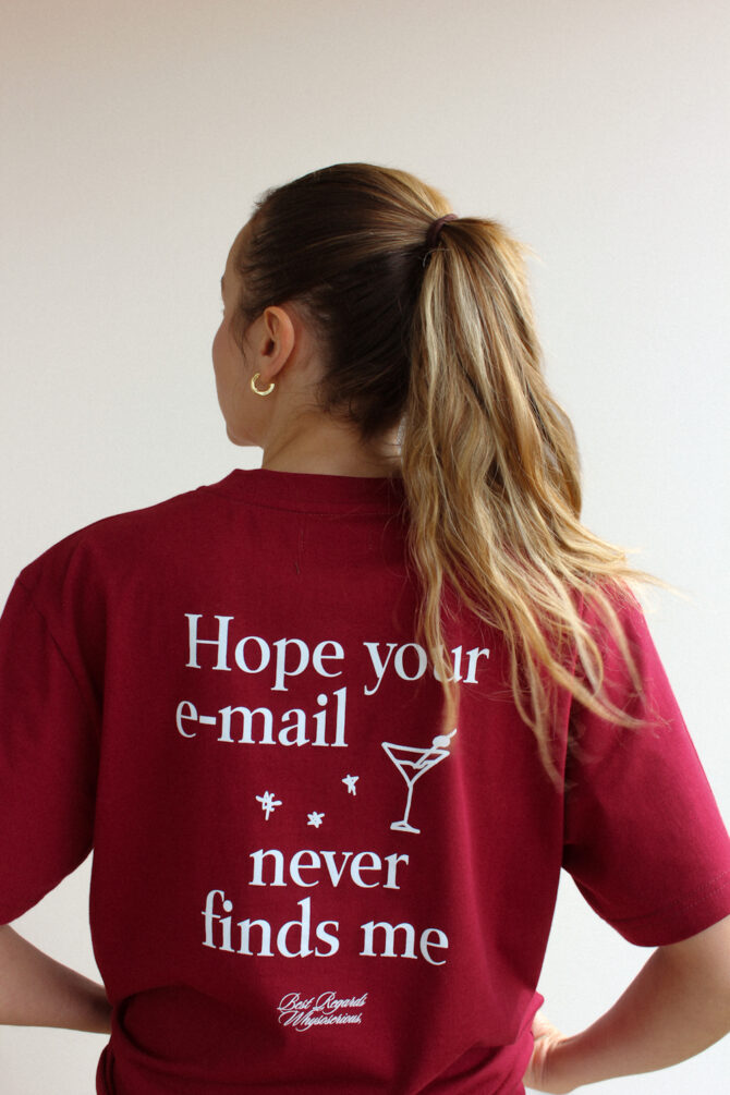 No E-mails T-shirt Burgundy - obrazek 4