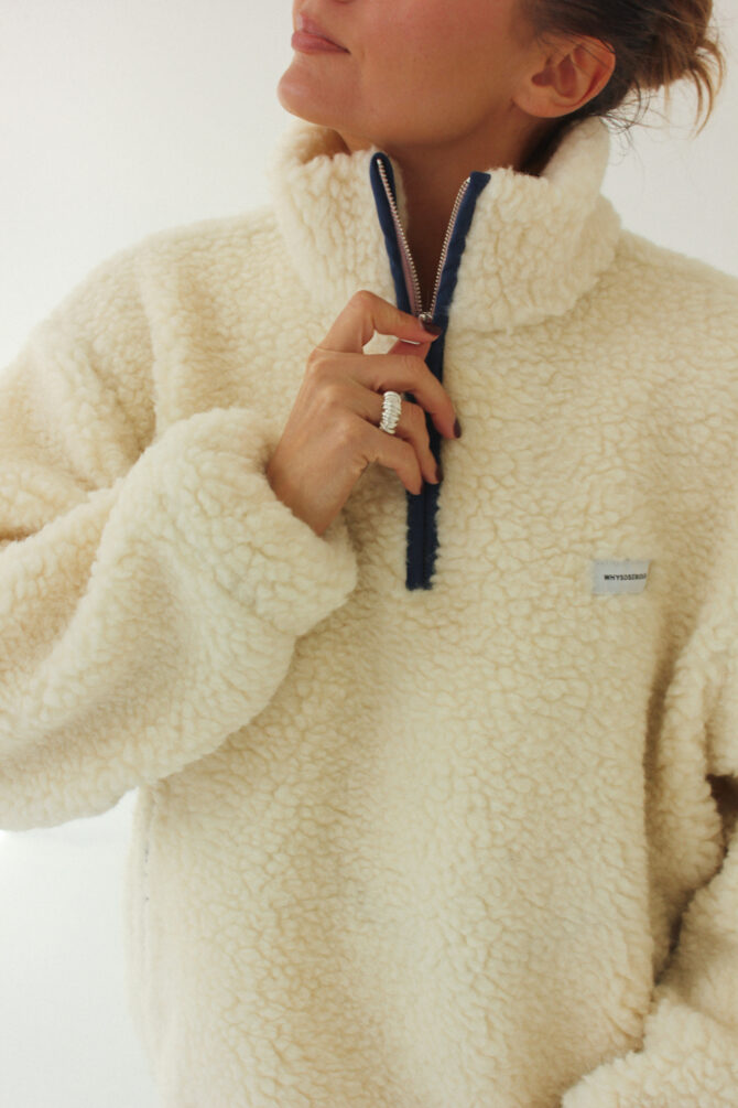 Kurtka Merino Wool Anorak Ecru - obrazek 3