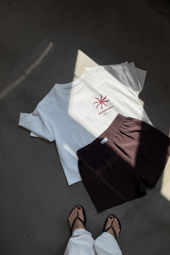 T-shirt Boxy Summer Soul Ecru - obrazek 3