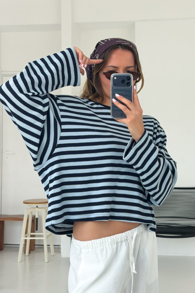 Longsleeve Boxy Stripes Waffle - obrazek 5
