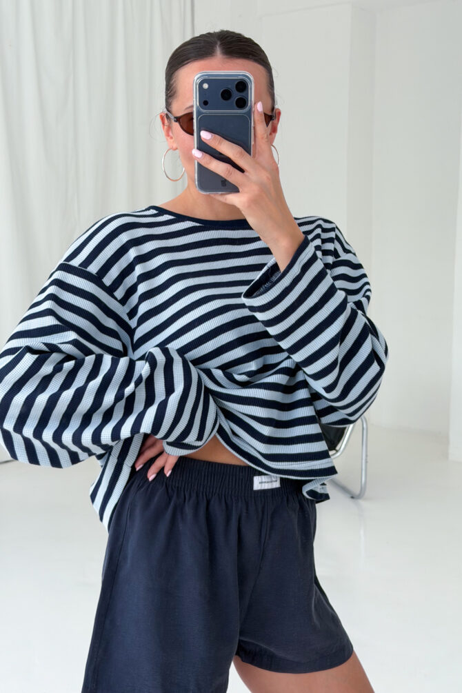 Longsleeve Boxy Stripes Waffle - obrazek 2