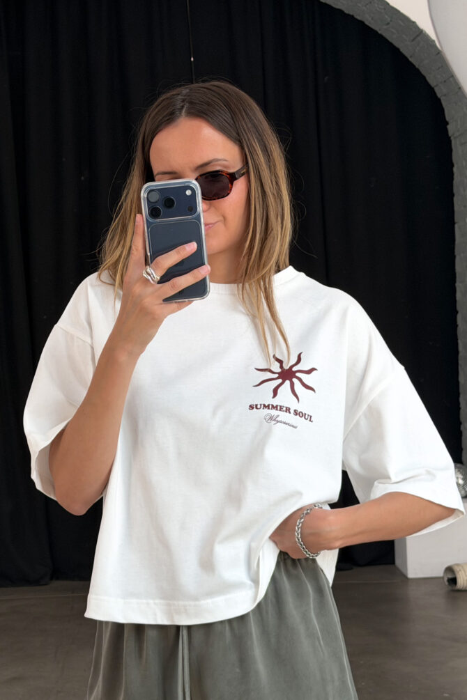 T-shirt Boxy Summer Soul Ecru