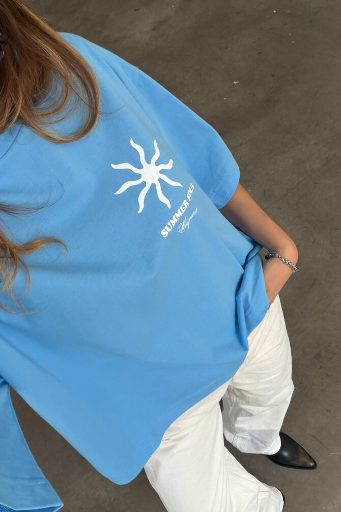 T-shirt Boxy Summer Soul Blue - obrazek 2