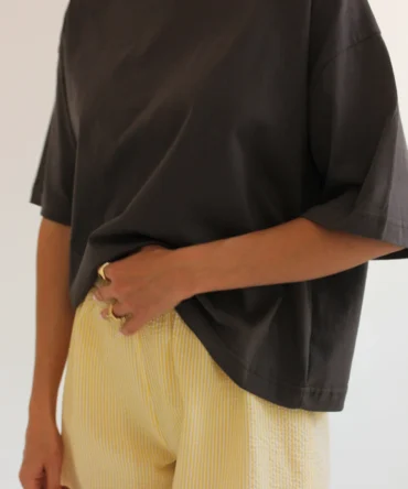 Boxy Szary T-shirt Oversize