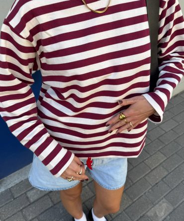 Longsleeve Heavy Stripes Burgundy