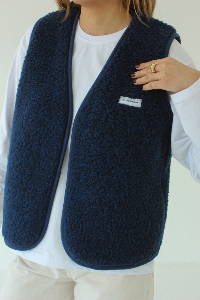 Kamizelka Merino Wool Navy Blue - obrazek 3