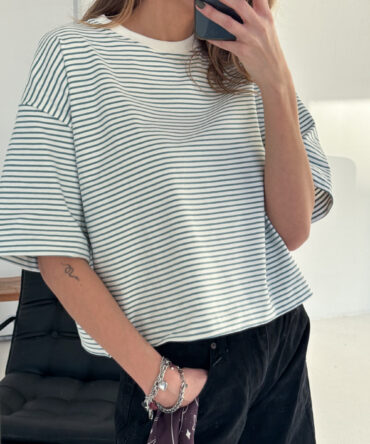 T-shirt Boxy Stripes Green
