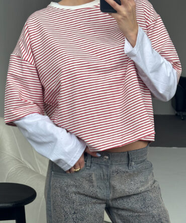 T-shirt Boxy Stripes Red