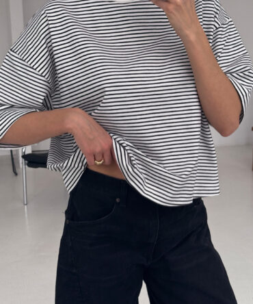 T-shirt Boxy Stripes Black