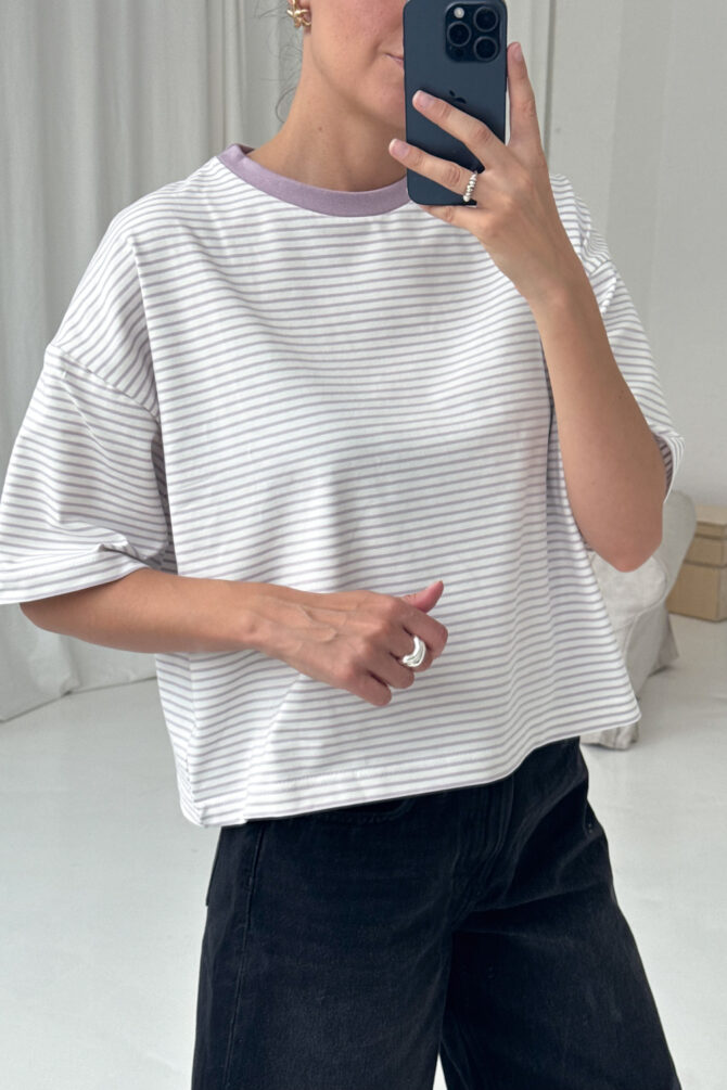 T-shirt Boxy Stripes Lilac