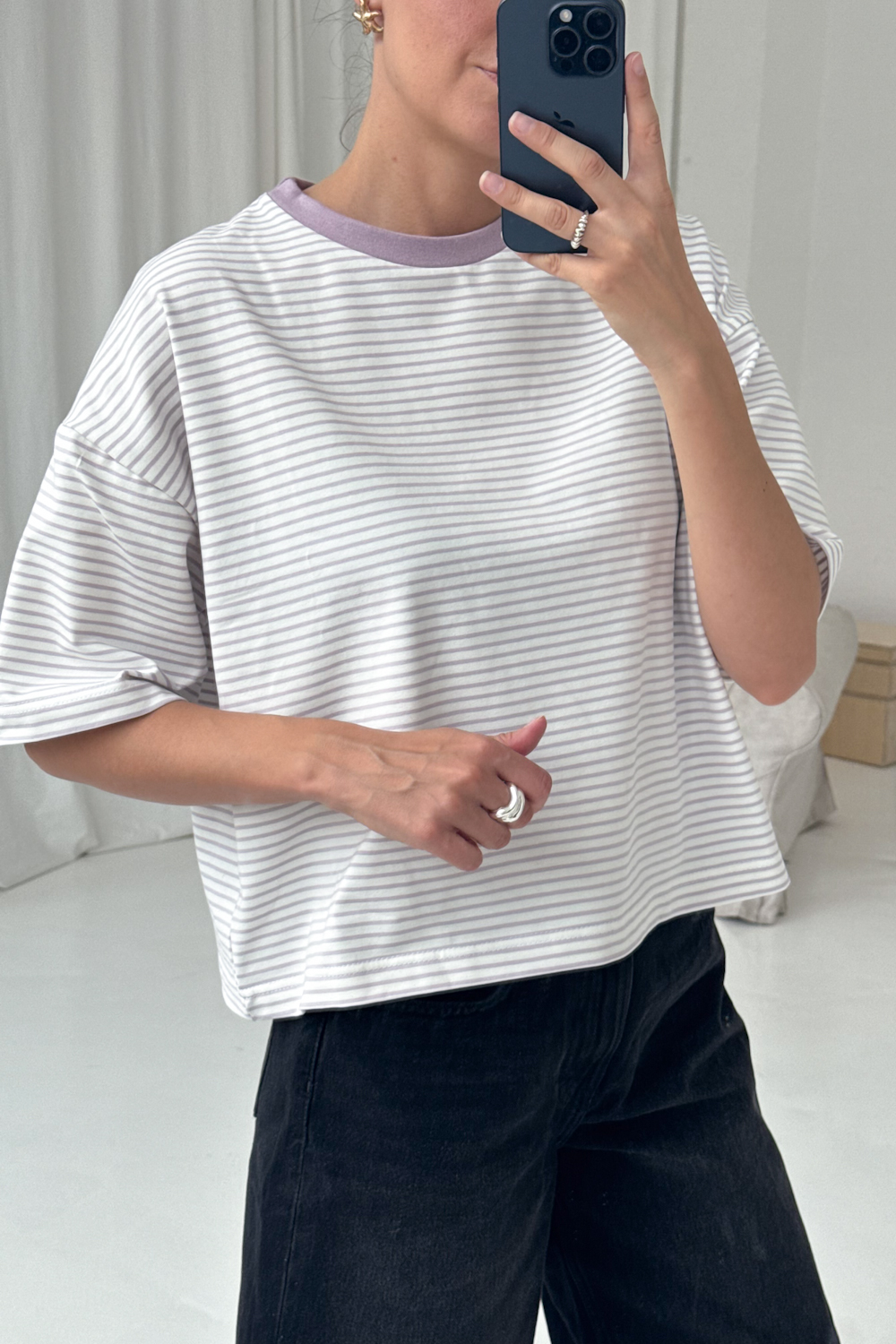 T-shirt Boxy Stripes Lilac
