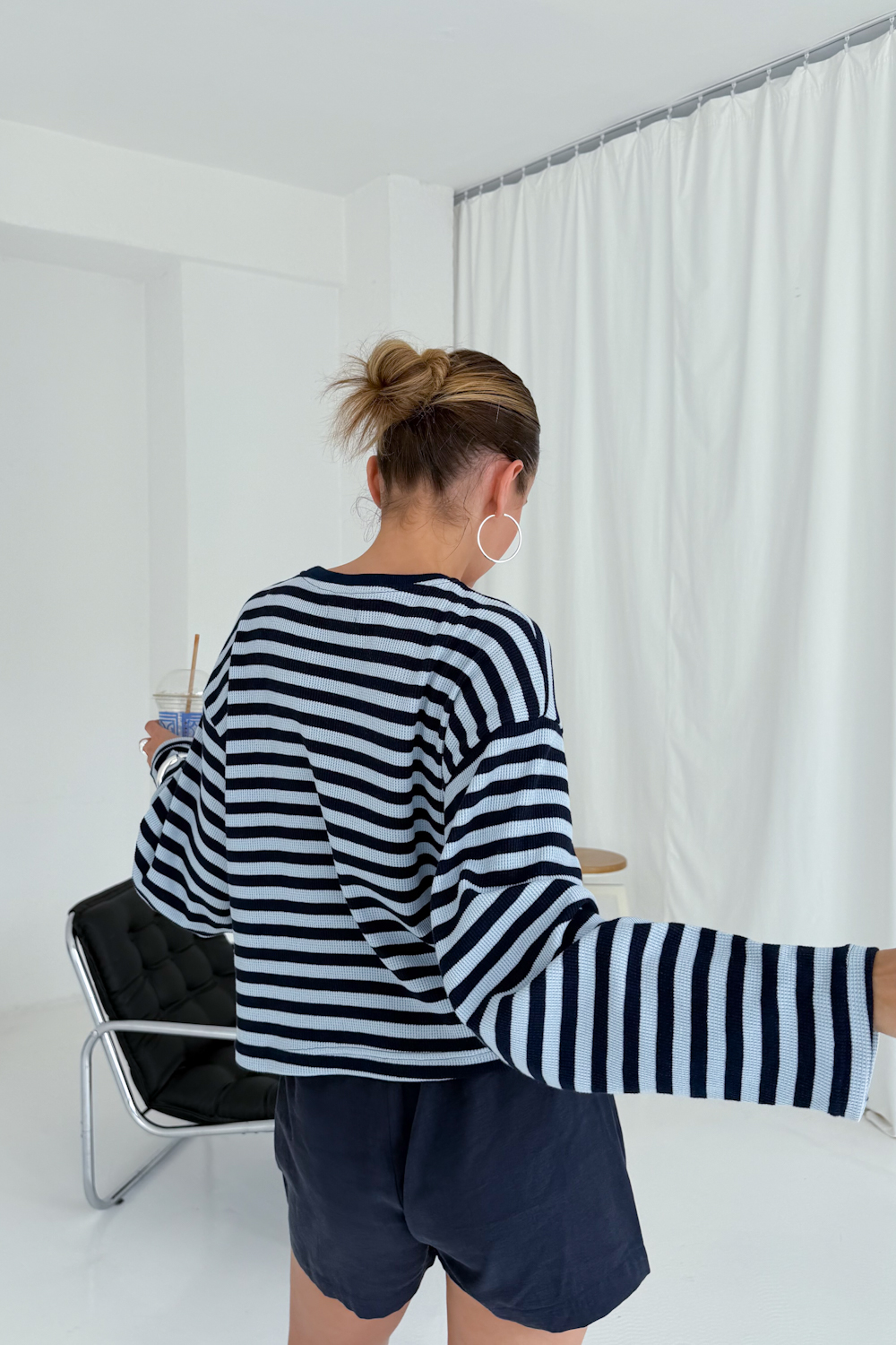 Longsleeve Boxy w Paski Waffle - obrazek 4