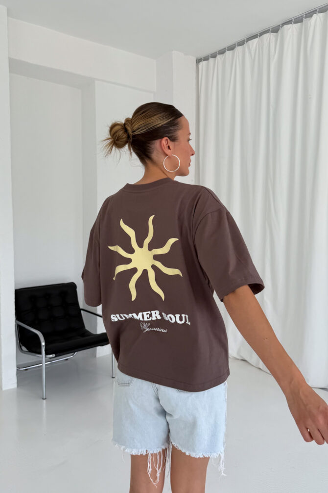 T-shirt Summer Soul Oversize Brown - obrazek 6