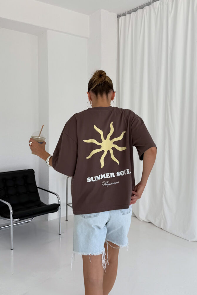 T-shirt Summer Soul Oversize Brown - obrazek 3