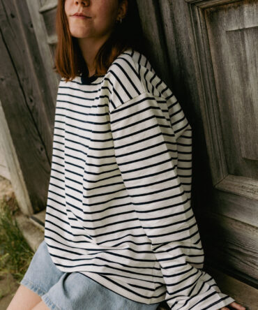 Longsleeve Heavy Stripes White Navy