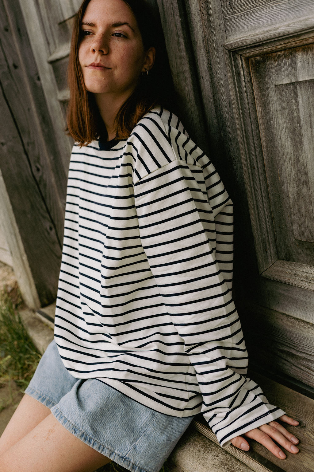 Longsleeve Heavy Stripes White Navy